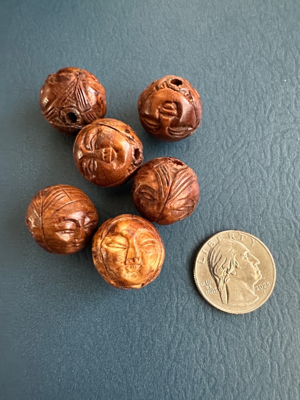 Rare Vintage Hand Carved Wooden Face Bundle